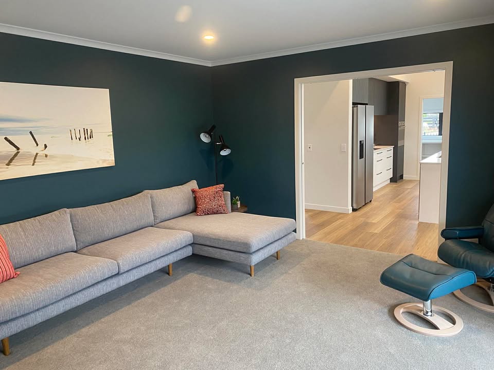 Showhome open-plan room and kitchen painting in Dunedin