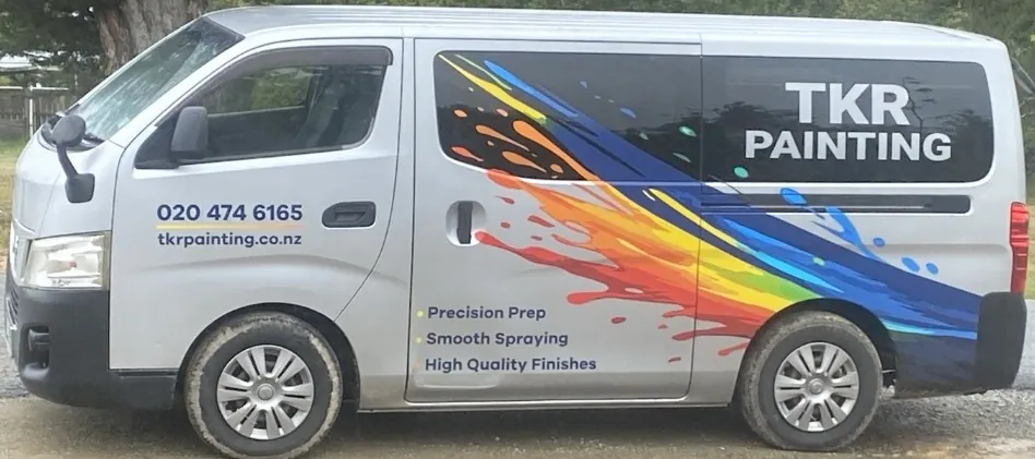 TKR Painting work van parked on site in Otago